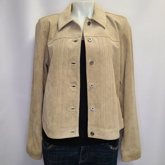 Style & Co. Jackets & Blazers - Style & Co. Genuine Leather Suede Jacket Tan Tailored Fit Large